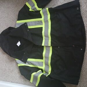 Aramark Sysco High Visibility Safty Full Zip Work Rain Coat Mens 3xl